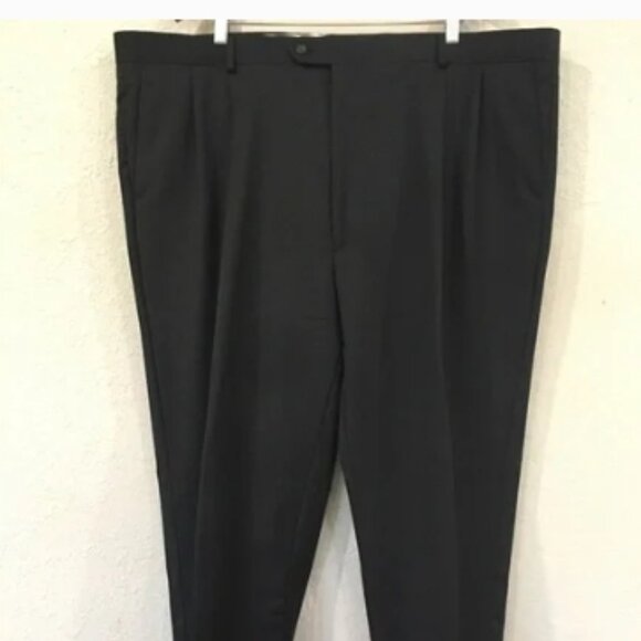 Joseph & Feiss Men's 46R 100% Wool Classic Black Suit Set 2 Piece Cuffed - Picture 5 of 7